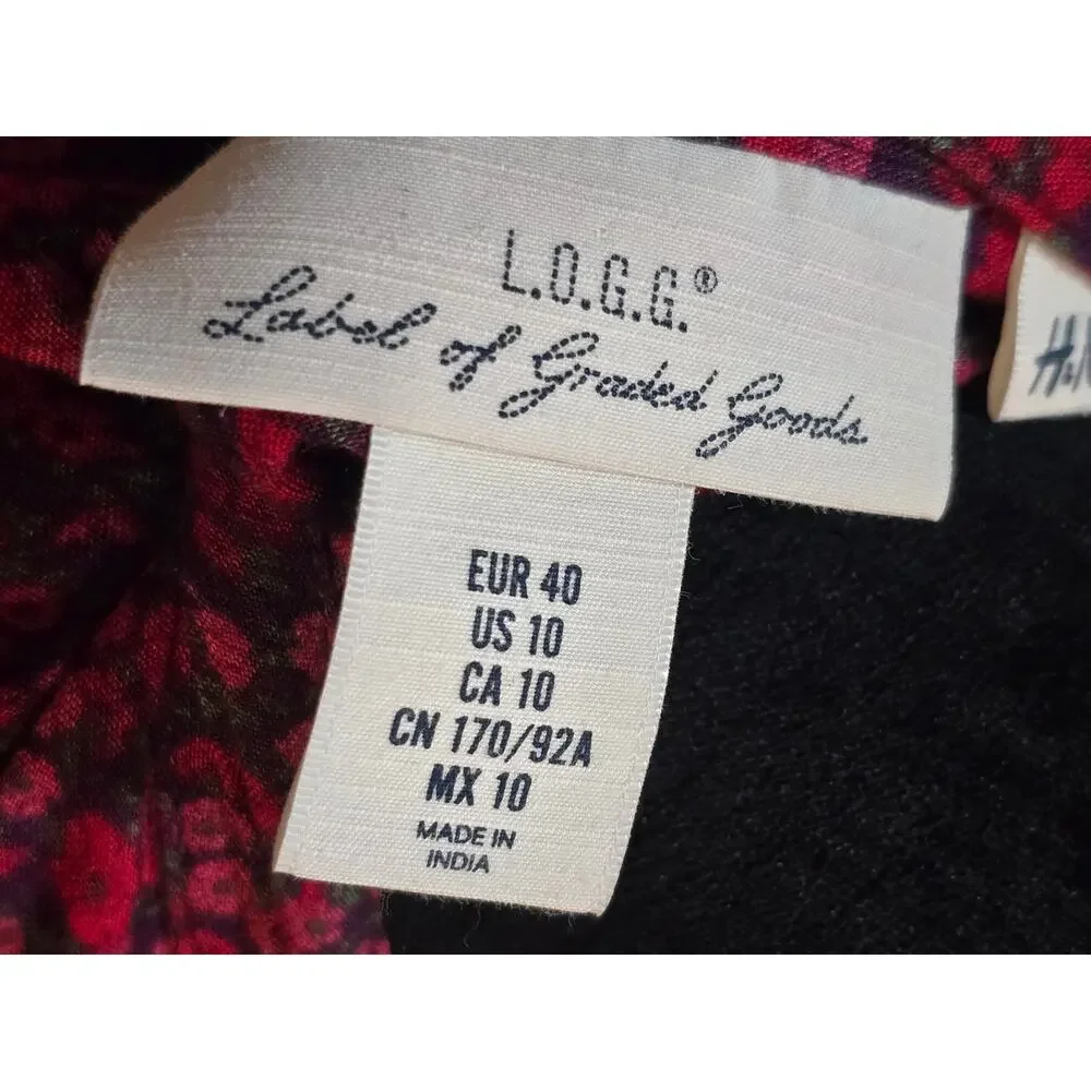 H&M Floral Shirt Dress Women's Size 10 Multicolor Collard Long Sleeves - Picture 9 of 14